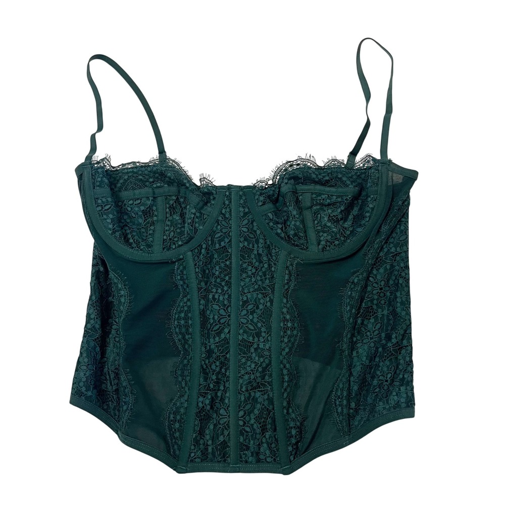 Urban Outfitters Out From Under Modern Love Corset Top XL Green Lace Bustier